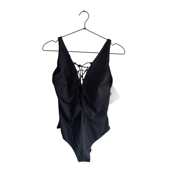 Melissa‎ Odabash Vegas One-Piece Lace Up Strappy Plunge Cut Out 10 Black - Picture 3 of 5